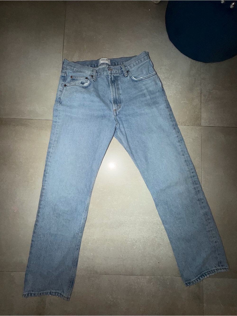 Agolde Light Blue High-Rise Straight Jeans
